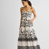 Reistor Strappy Tiered Maxi Dress in Florals