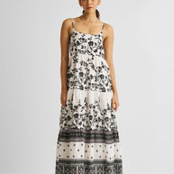 Reistor Strappy Tiered Maxi Dress in Florals