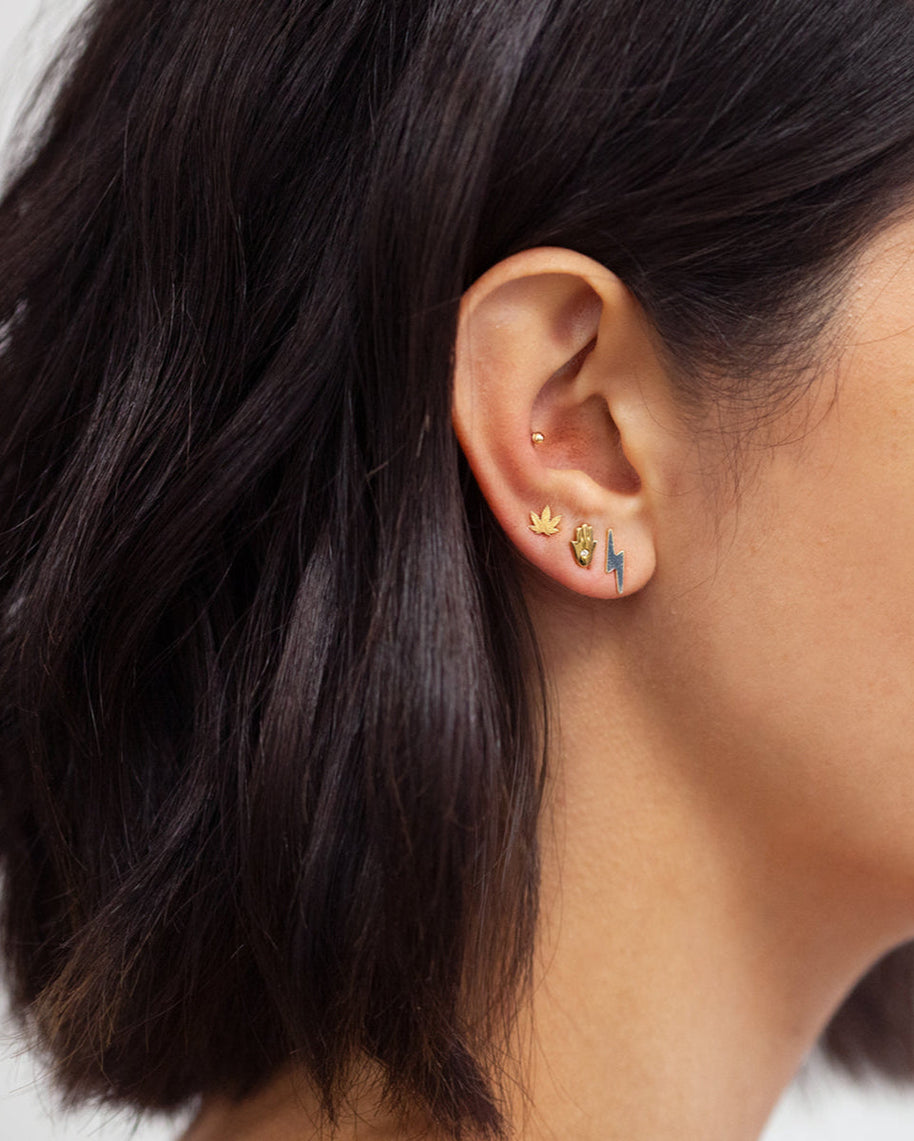Zoe Lev 14k Gold Small Lightning Bolt Stud Earrings