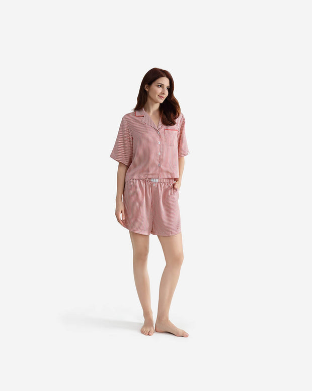 Sunday Citizen Silky Lyocell Short Striped Pajama Set