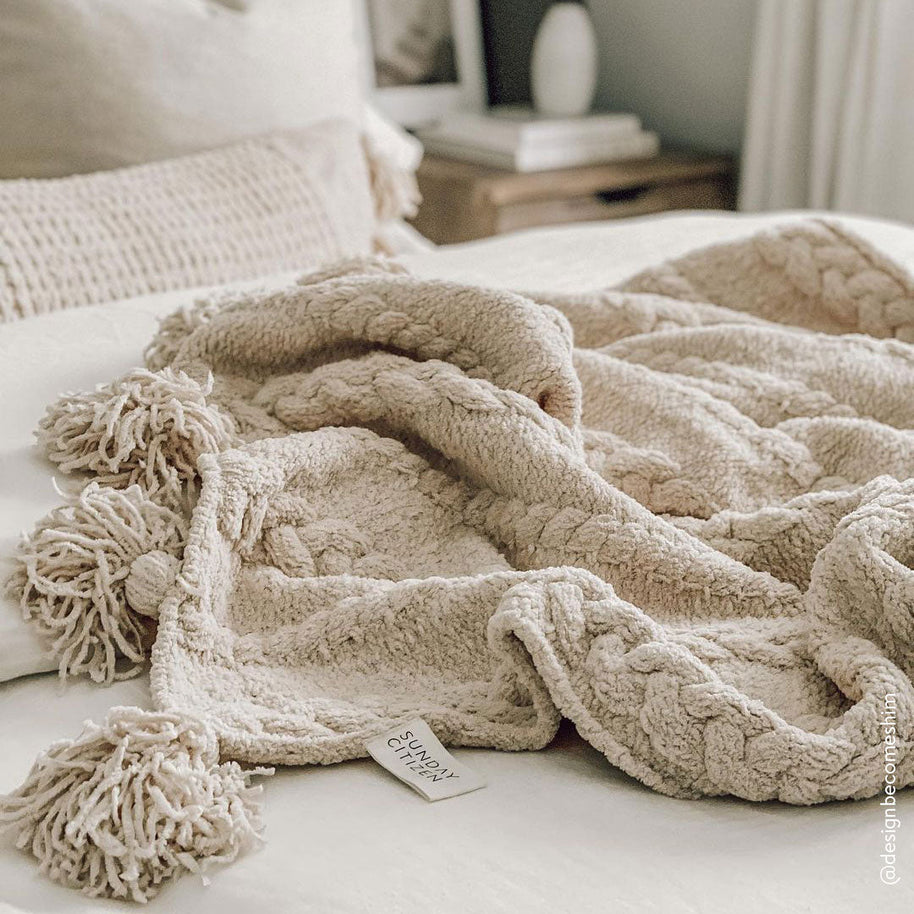 Sunday Citizen Braided Pom Pom Throw Blanket (more Colors)