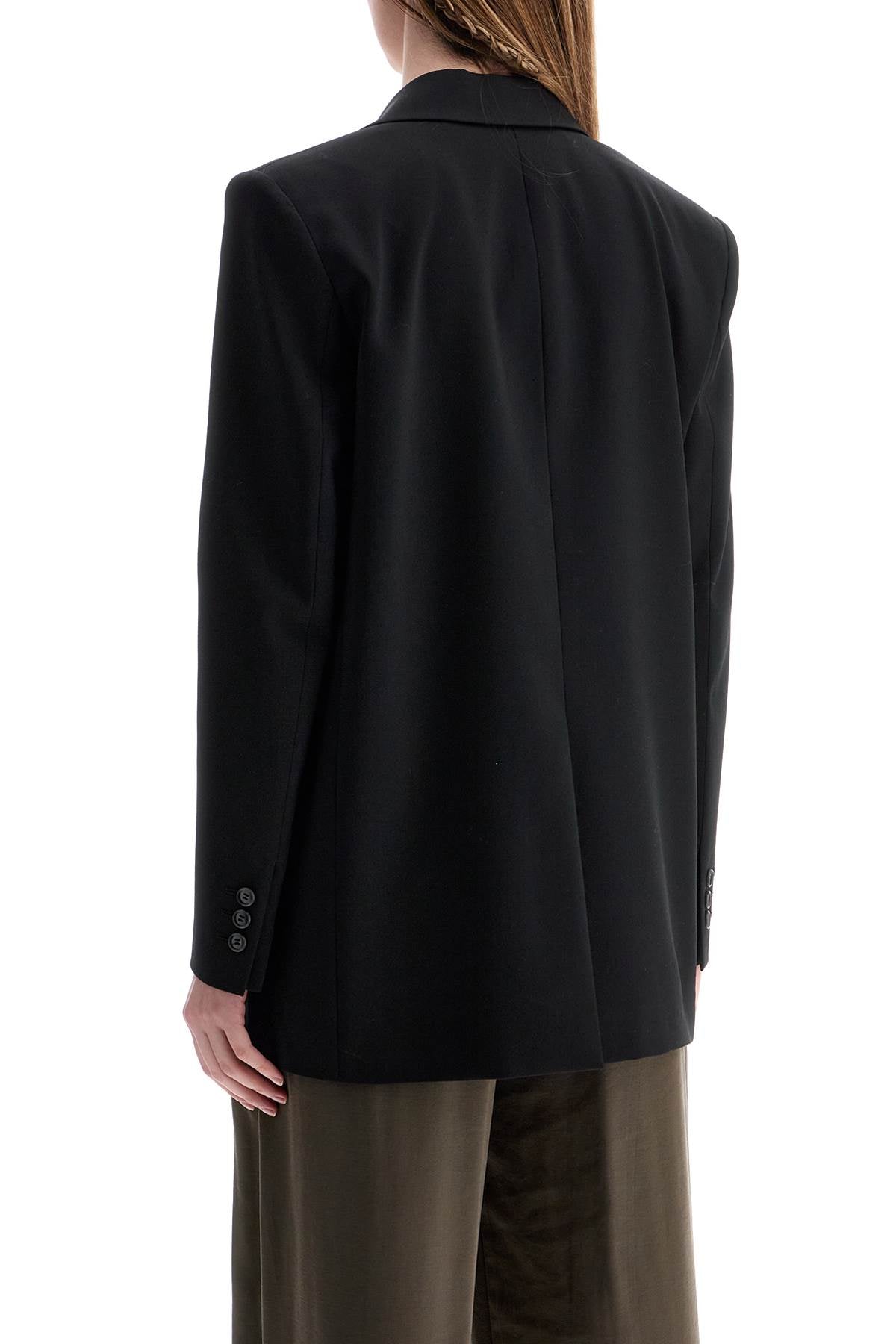 THE ANDAMANE Oversized Single Breasted Blazer In Black Polyester and Wool