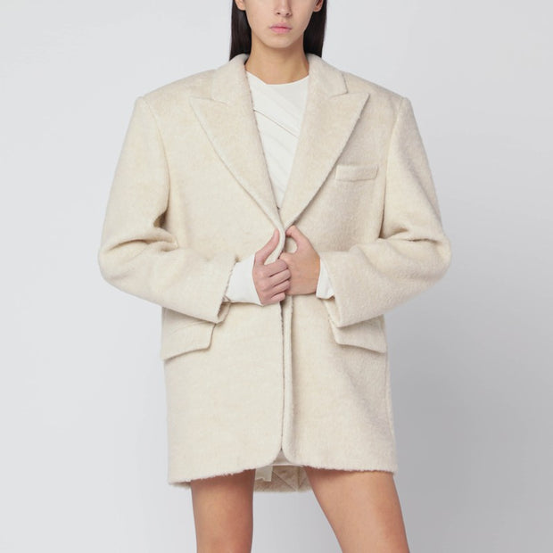 THE ANDAMANE Oversized Ivory Jacket In Wool Blend