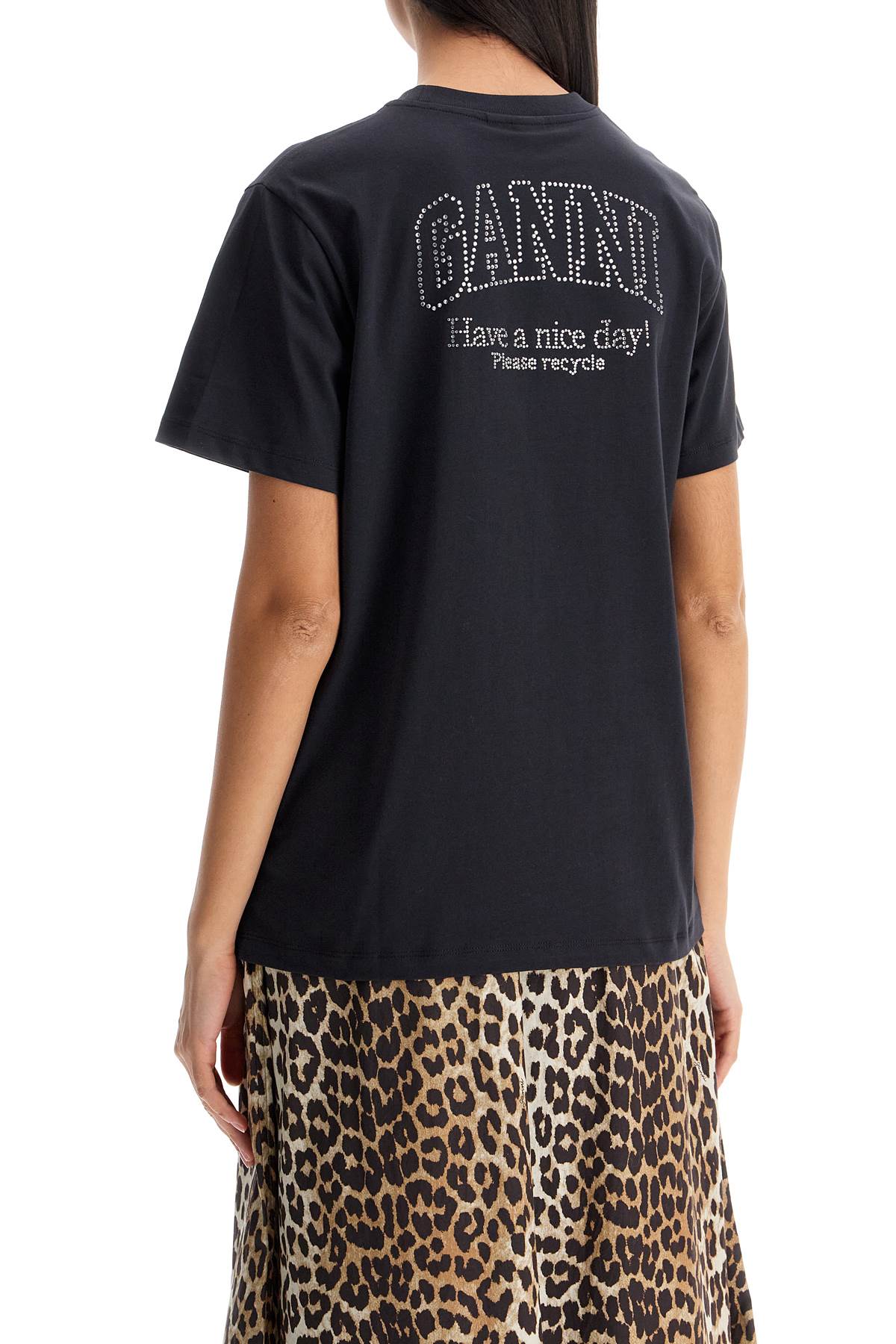 Ganni Round-Neck T-shirt With Rhinestones