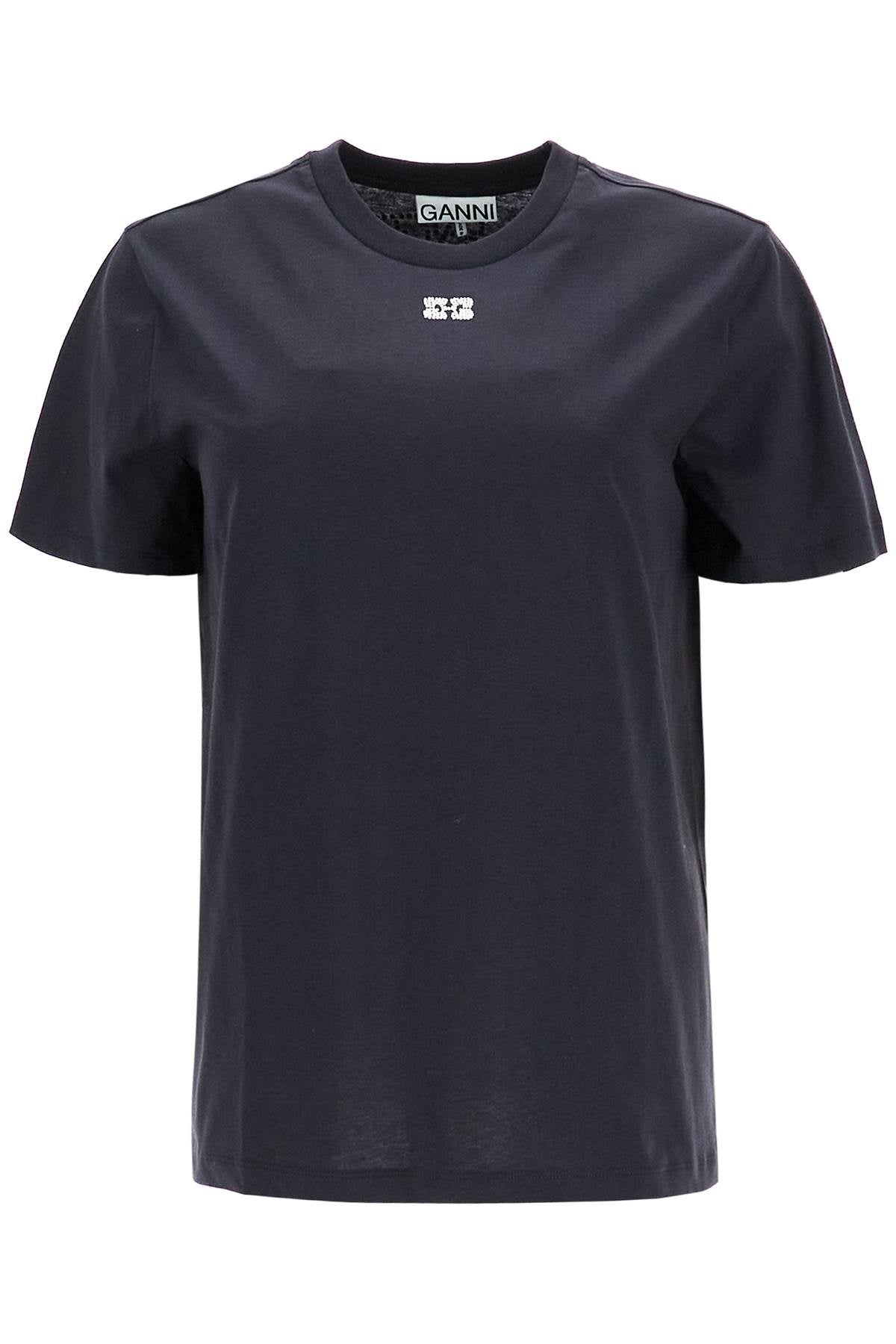 Ganni Round-Neck T-shirt With Rhinestones