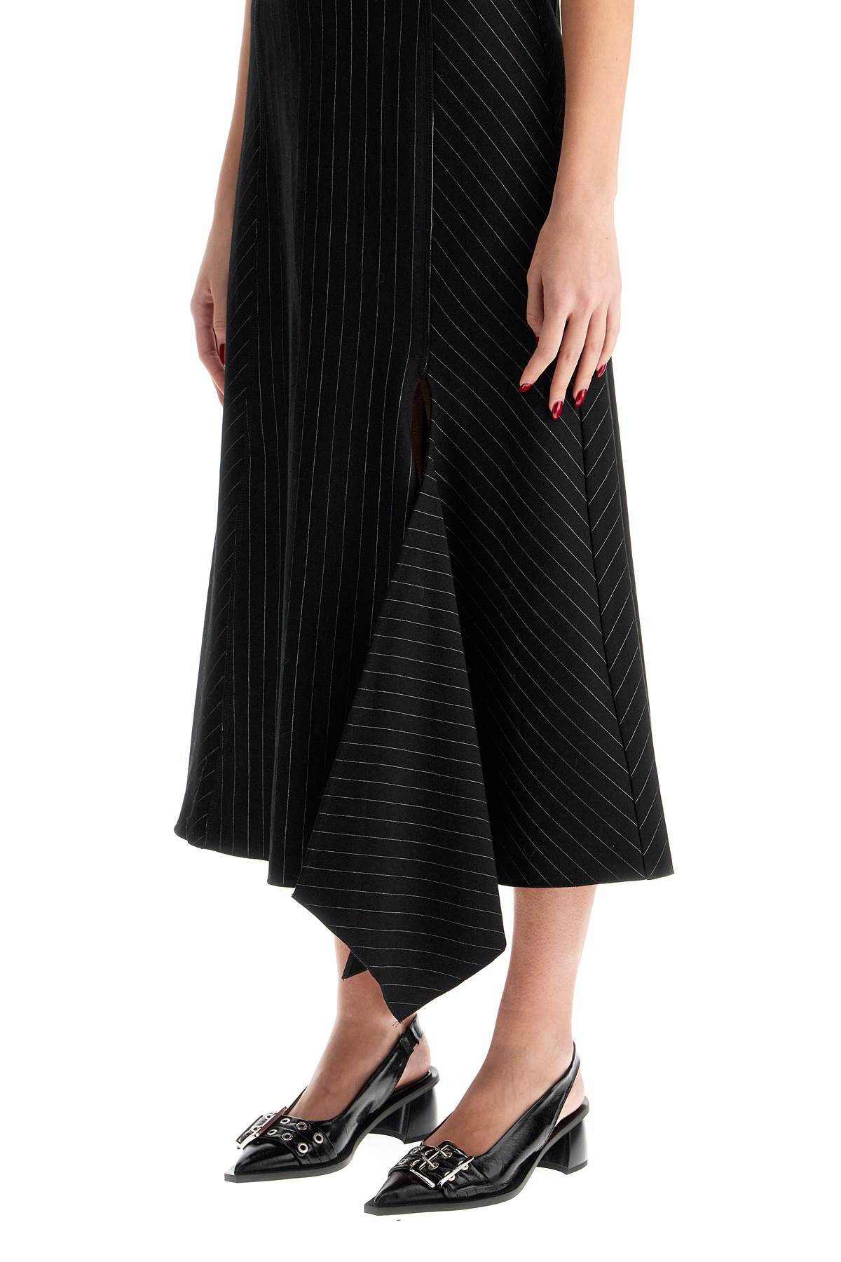 Ganni Pinstripe Midi Dress
