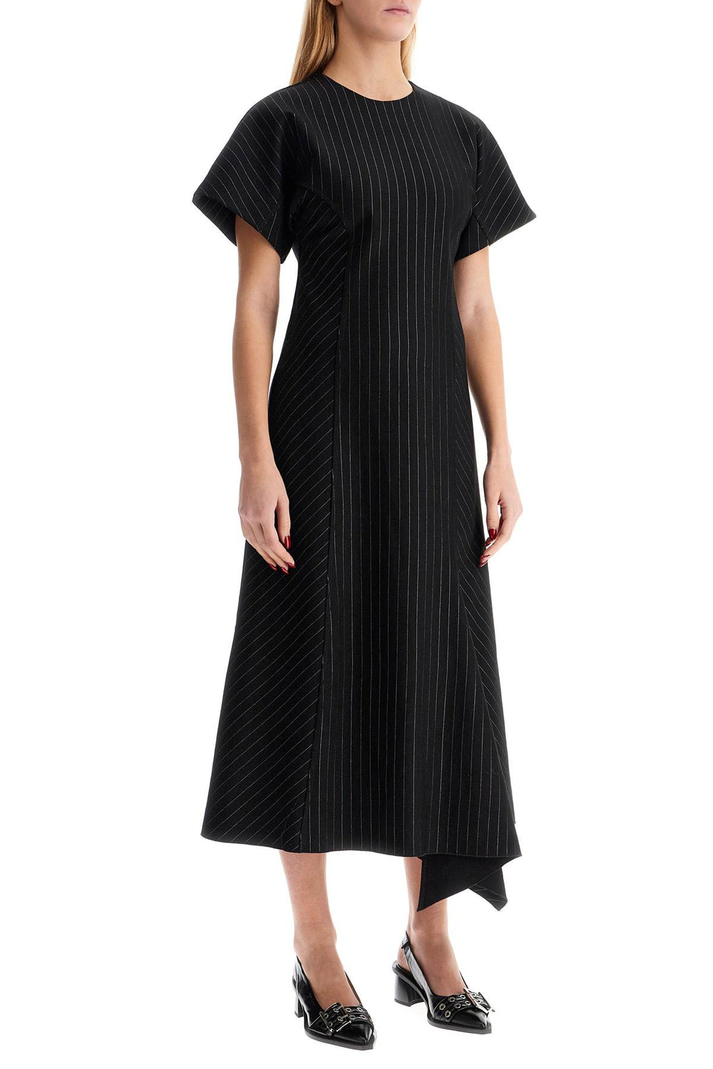 Ganni Pinstripe Midi Dress