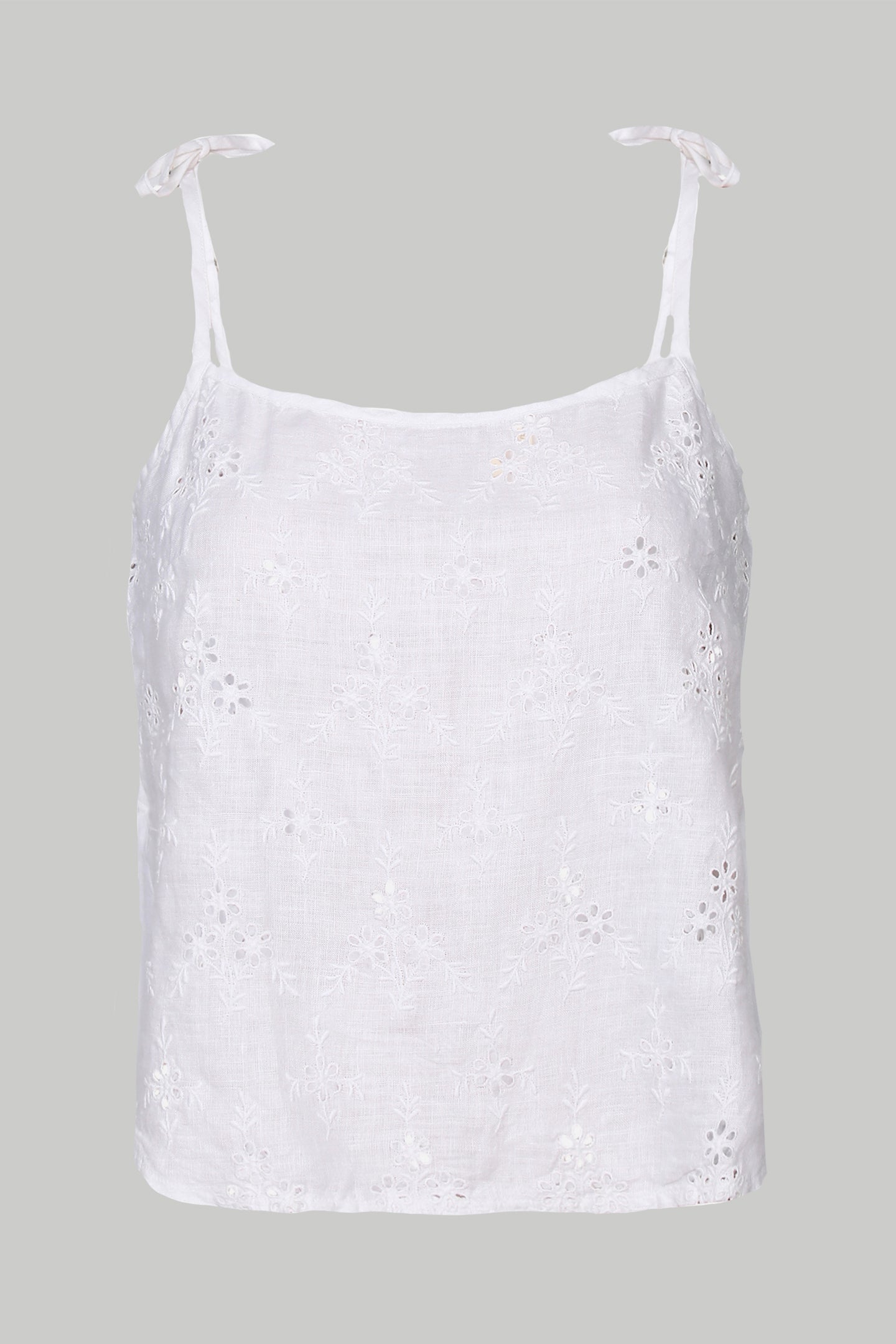 Reistor Tie-up Camisole in White Embroidery