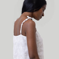 Reistor Tie-up Camisole in White Embroidery