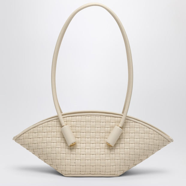 THEMOIRè Ivory Olympia Bag In Woven Eco-leather