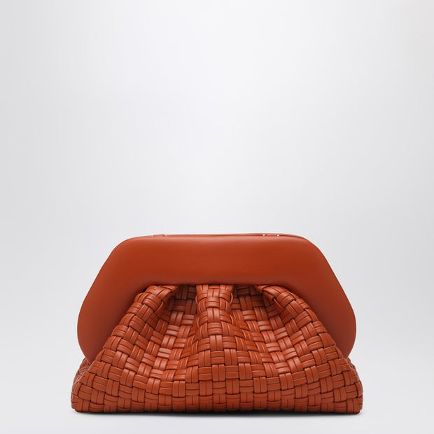 THEMOIRè Burnt Orange Clutch Tia In Woven Eco Leather