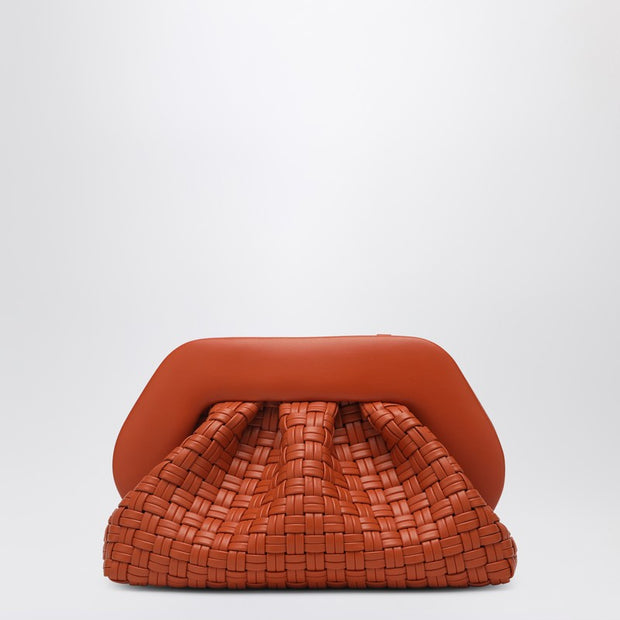 THEMOIRè Burnt Orange Clutch Tia In Woven Eco Leather