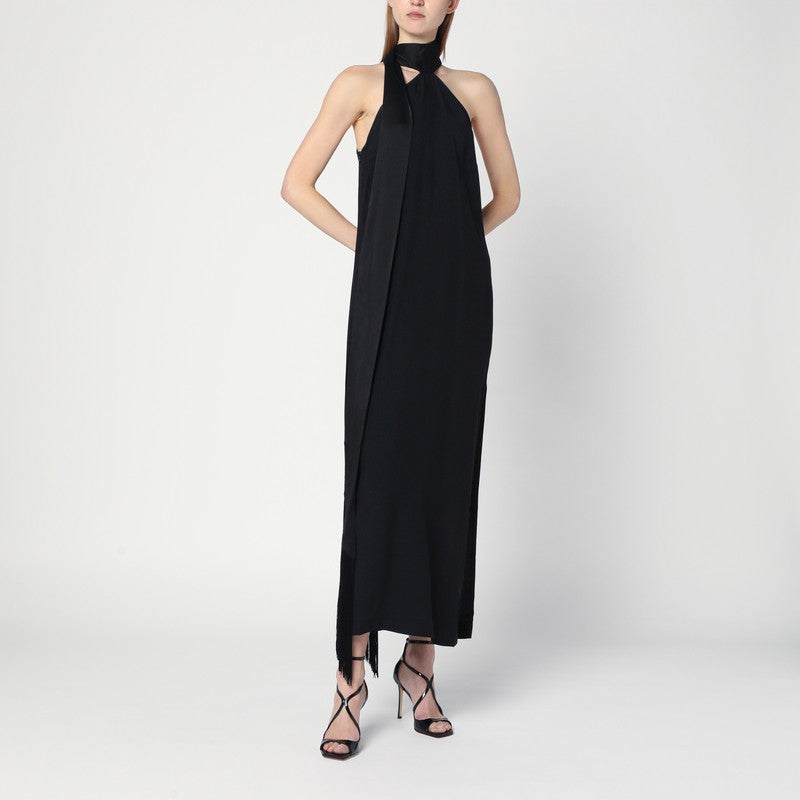 Taller Marmo Black Dress In Crêpe Cady With Scarf