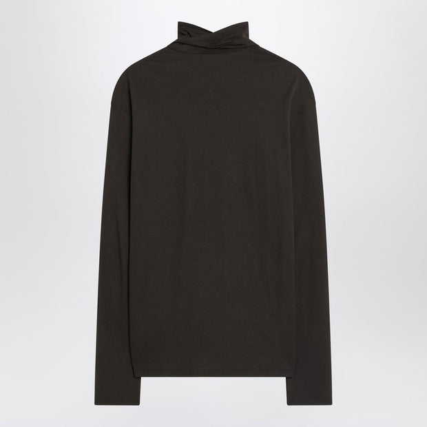 LEMAIRE Brown Turtleneck Sweater With Integrated Scarf