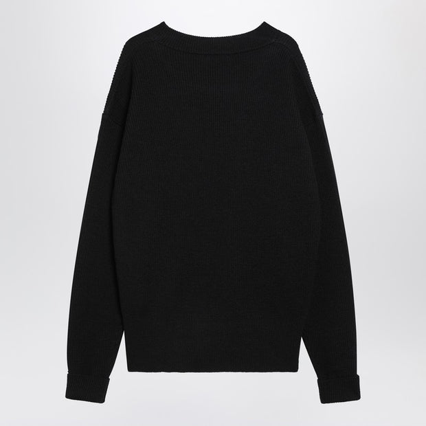 LEMAIRE Black Ribbed Wool Sweater