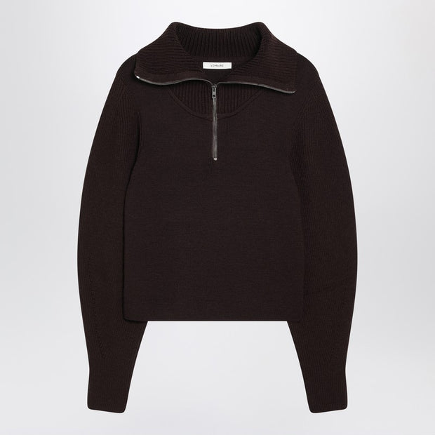 LEMAIRE Eggplant Zip-up Sweater