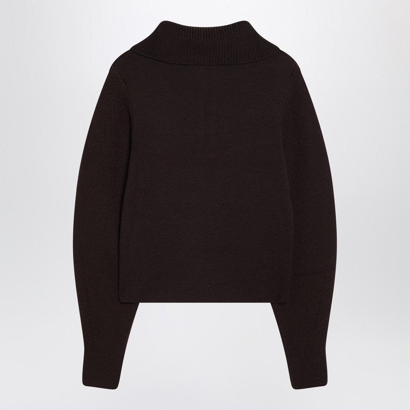 LEMAIRE Eggplant Zip-up Sweater