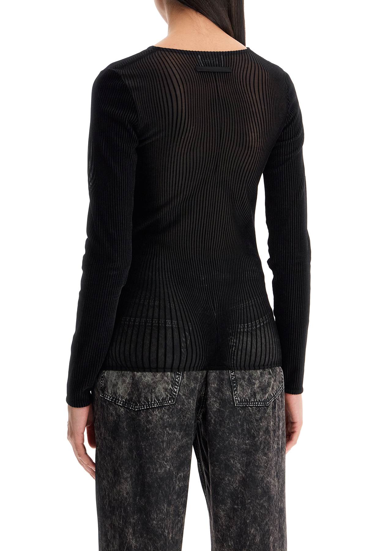 JEAN PAUL GAULTIER Mesh 'Morphing Pinstripes' Top