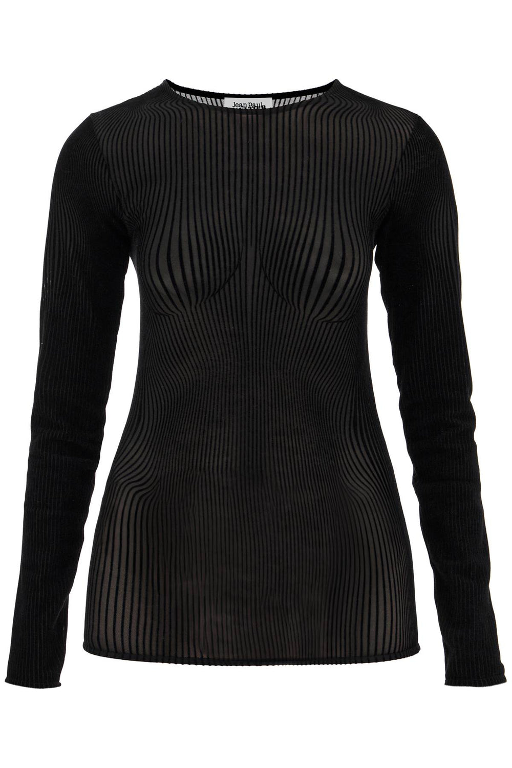 JEAN PAUL GAULTIER Mesh 'Morphing Pinstripes' Top