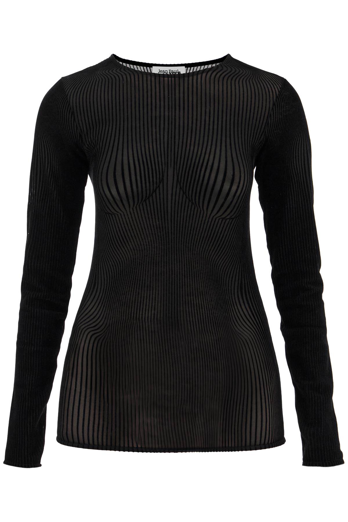 JEAN PAUL GAULTIER Mesh 'Morphing Pinstripes' Top