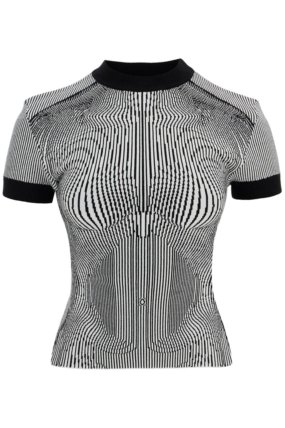 JEAN PAUL GAULTIER Black And White Striped Viscose T-shirt