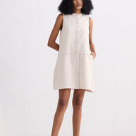 Reistor The Cotton Tweed Shift Dress in Cream