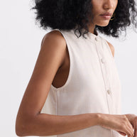 Reistor The Cotton Tweed Shift Dress in Cream
