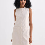 Reistor The Cotton Tweed Shift Dress in Cream