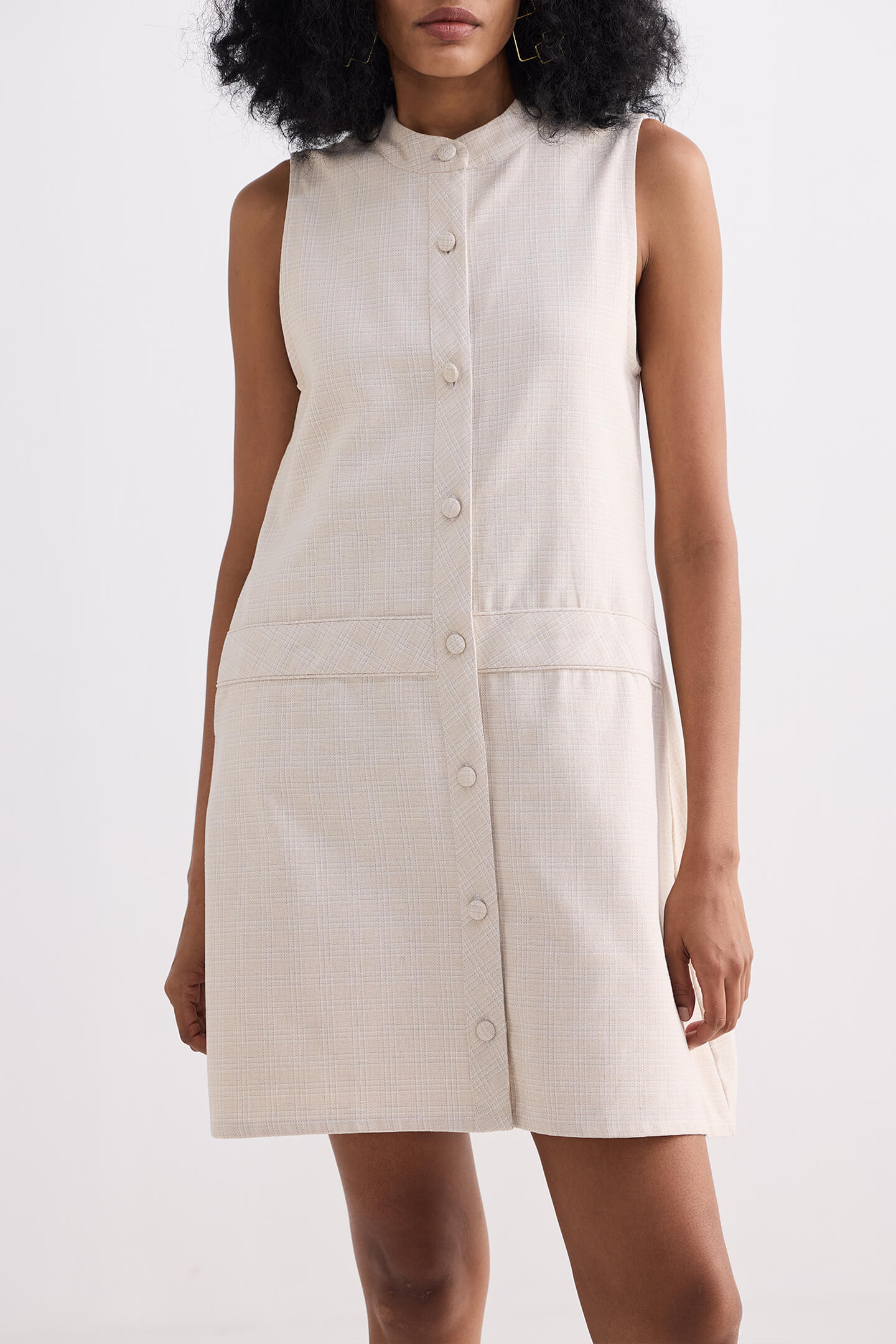 Reistor The Cotton Tweed Shift Dress in Cream