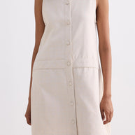 Reistor The Cotton Tweed Shift Dress in Cream