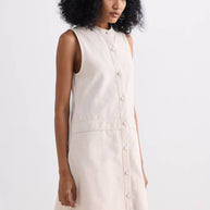 Reistor The Cotton Tweed Shift Dress in Cream