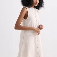 Reistor The Cotton Tweed Shift Dress in Cream