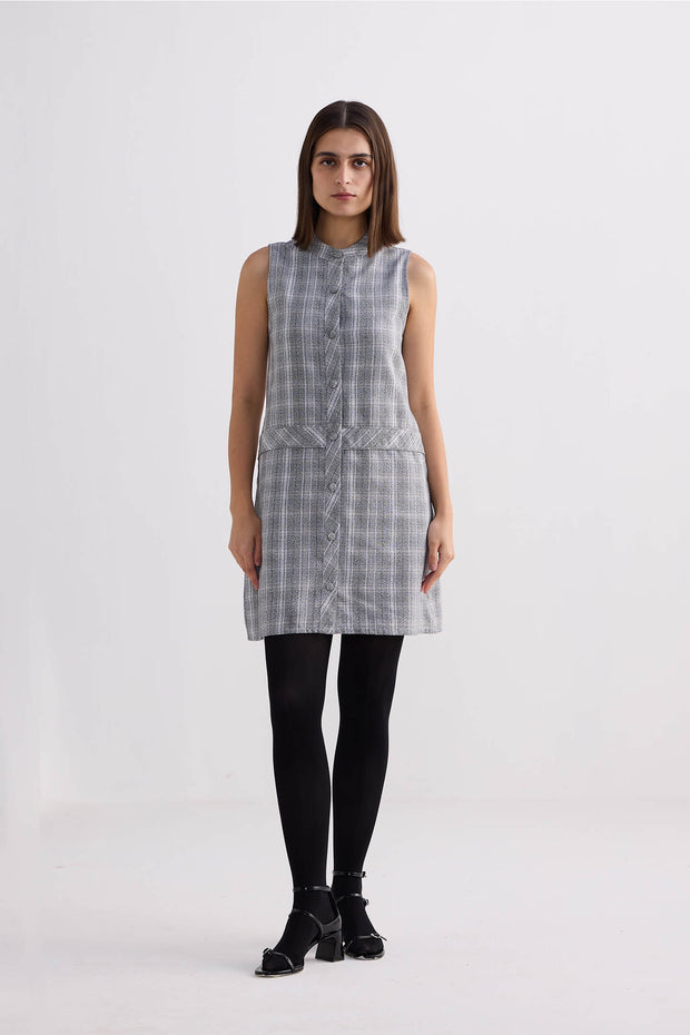 Reistor The Cotton Tweed Shift Dress in Grey