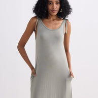 Reistor Tie-Detail Maxi Dress in Light Olive
