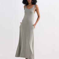Reistor Tie-Detail Maxi Dress in Light Olive