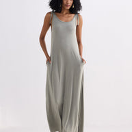 Reistor Tie-Detail Maxi Dress in Light Olive