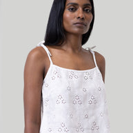 Reistor Tie-up Camisole in White Embroidery