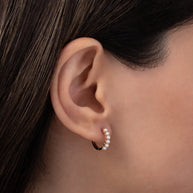 Zoe Lev Tiny Pearl Huggie Earrings