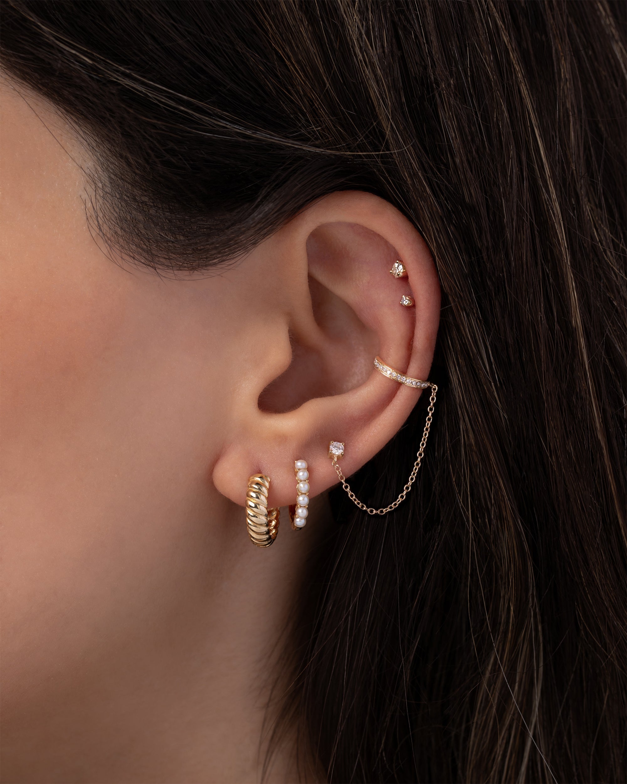 Zoe Lev Tiny Pearl Huggie Earrings