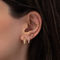 Zoe Lev Tiny Pearl Huggie Earrings