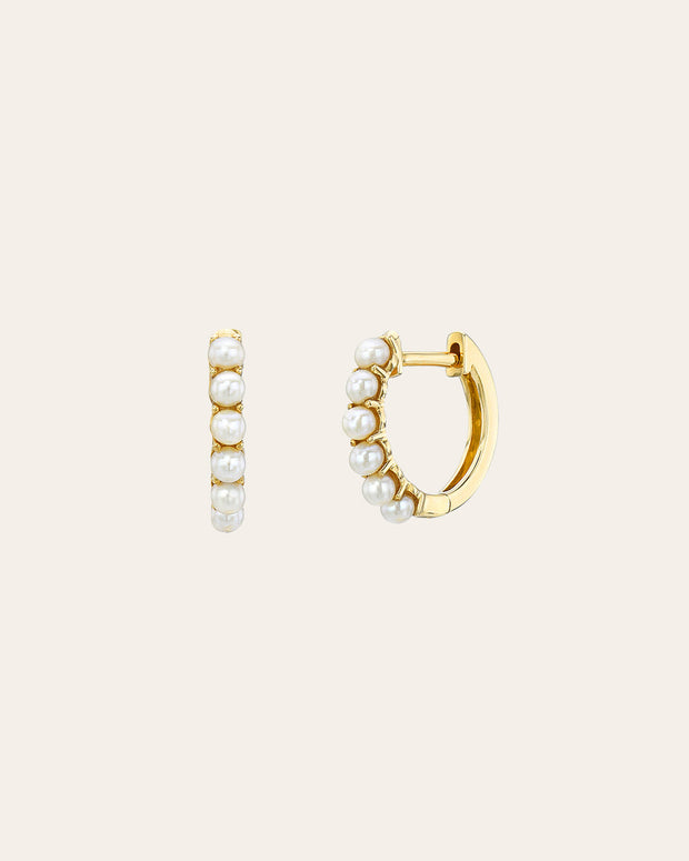 Zoe Lev Tiny Pearl Huggie Earrings