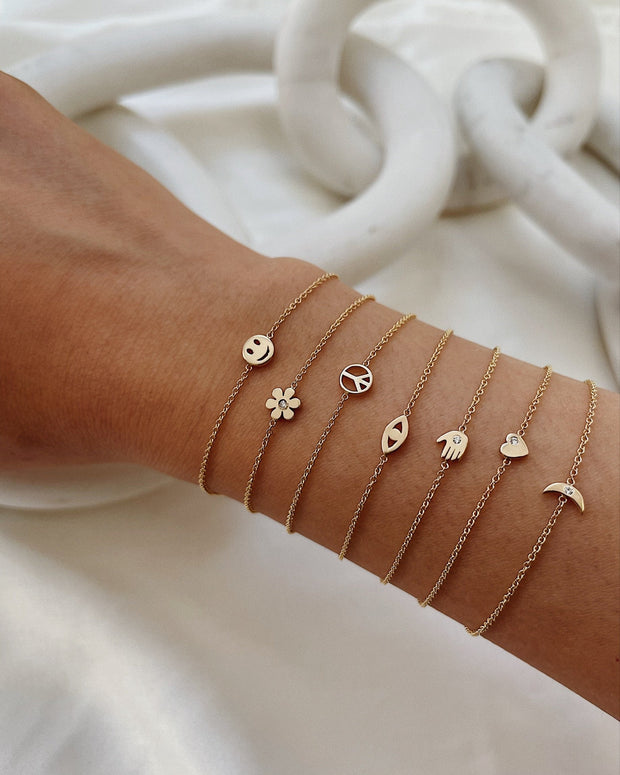 Zoe Lev 14k Gold Tiny Moon With Diamond Bracelet