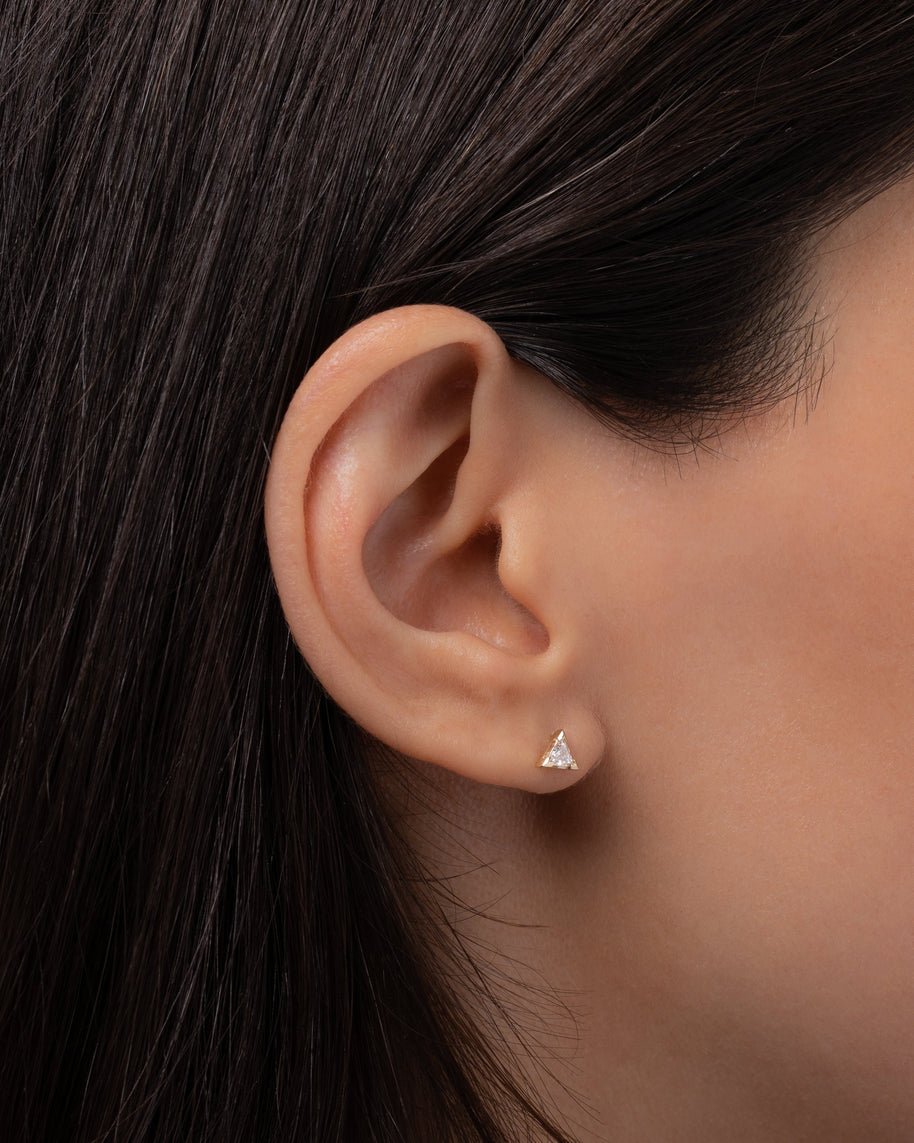 Zoe Lev Diamond Trillion Stud Earrings