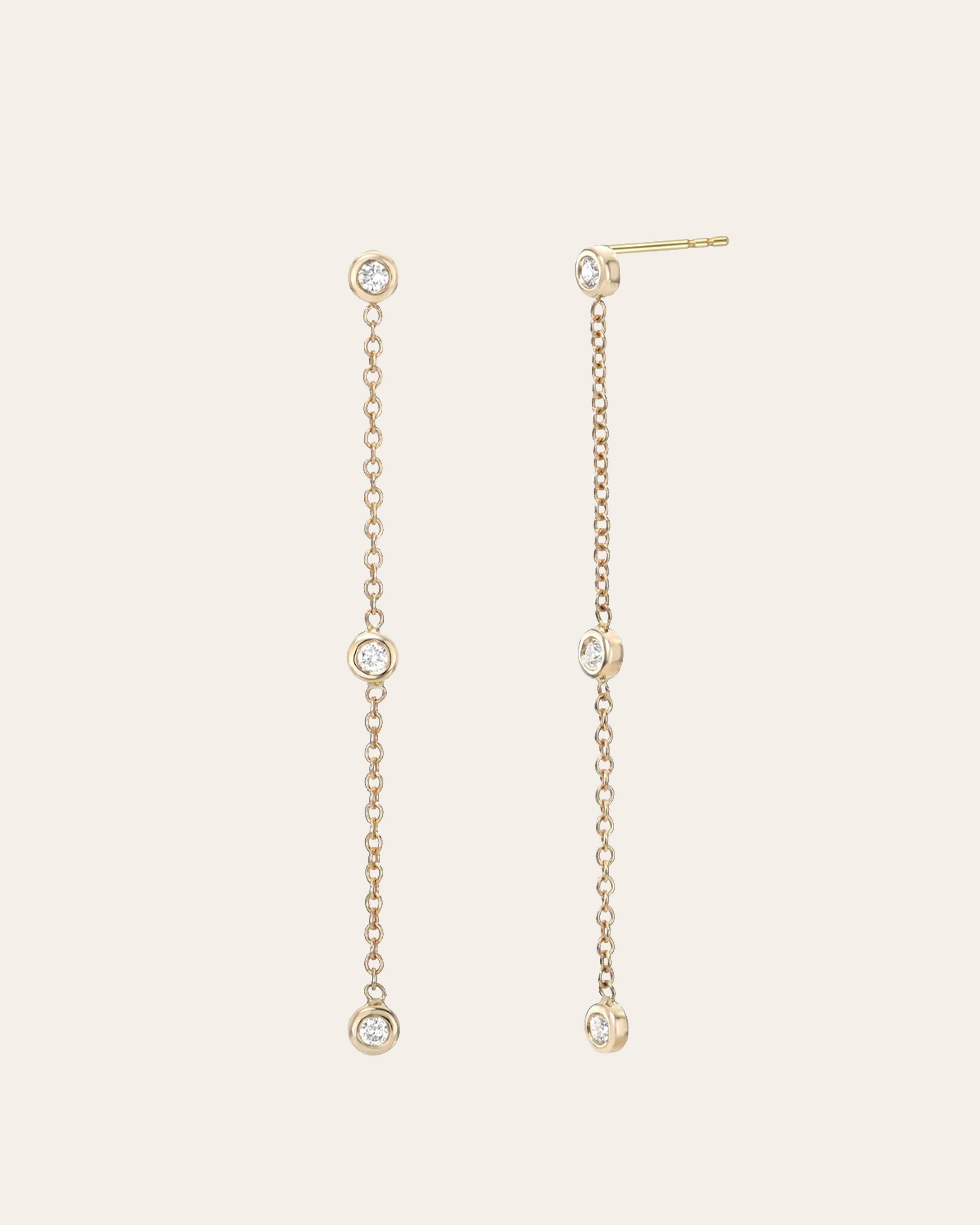 Zoe Lev Triple Bezel Diamond Drop Earrings
