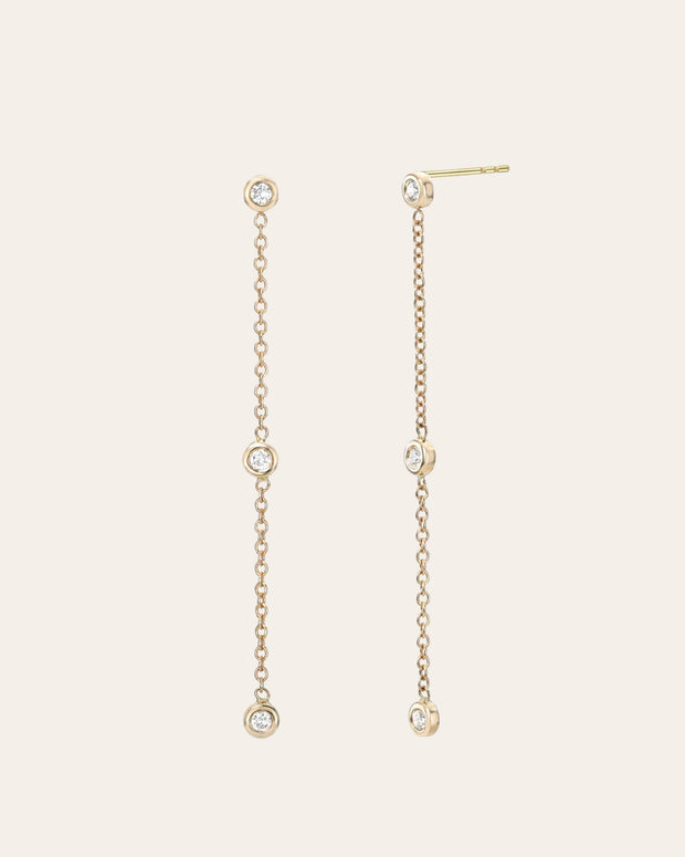 Zoe Lev Triple Bezel Diamond Drop Earrings