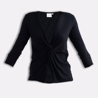 Reistor Twist Front Knit Shirt in Black