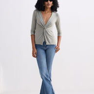 Reistor Twist Front Knit Shirt in Light Olive