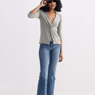 Reistor Twist Front Knit Shirt in Light Olive