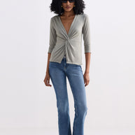 Reistor Twist Front Knit Shirt in Light Olive