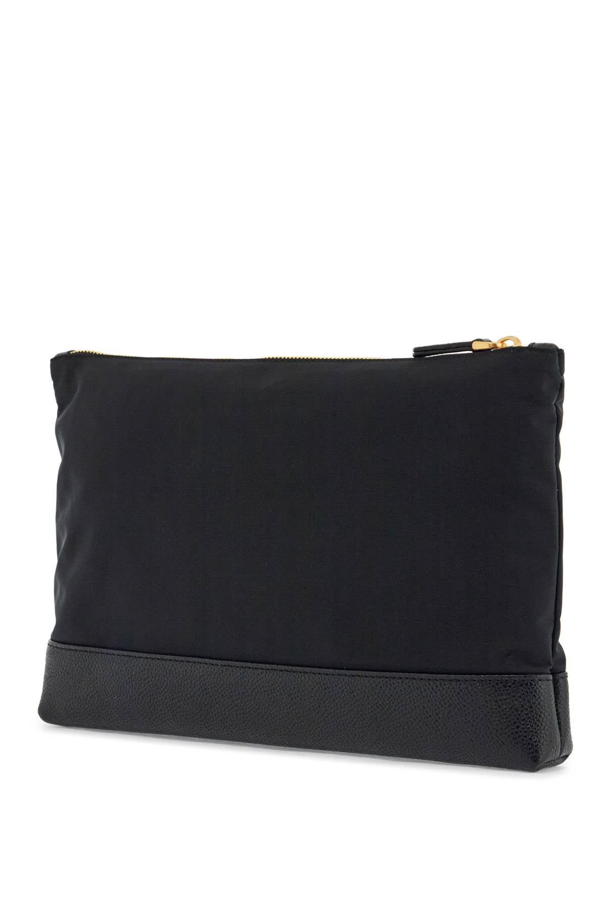 Thom Browne Large Pouch With Gold Zip And Black Tricolor Stripe